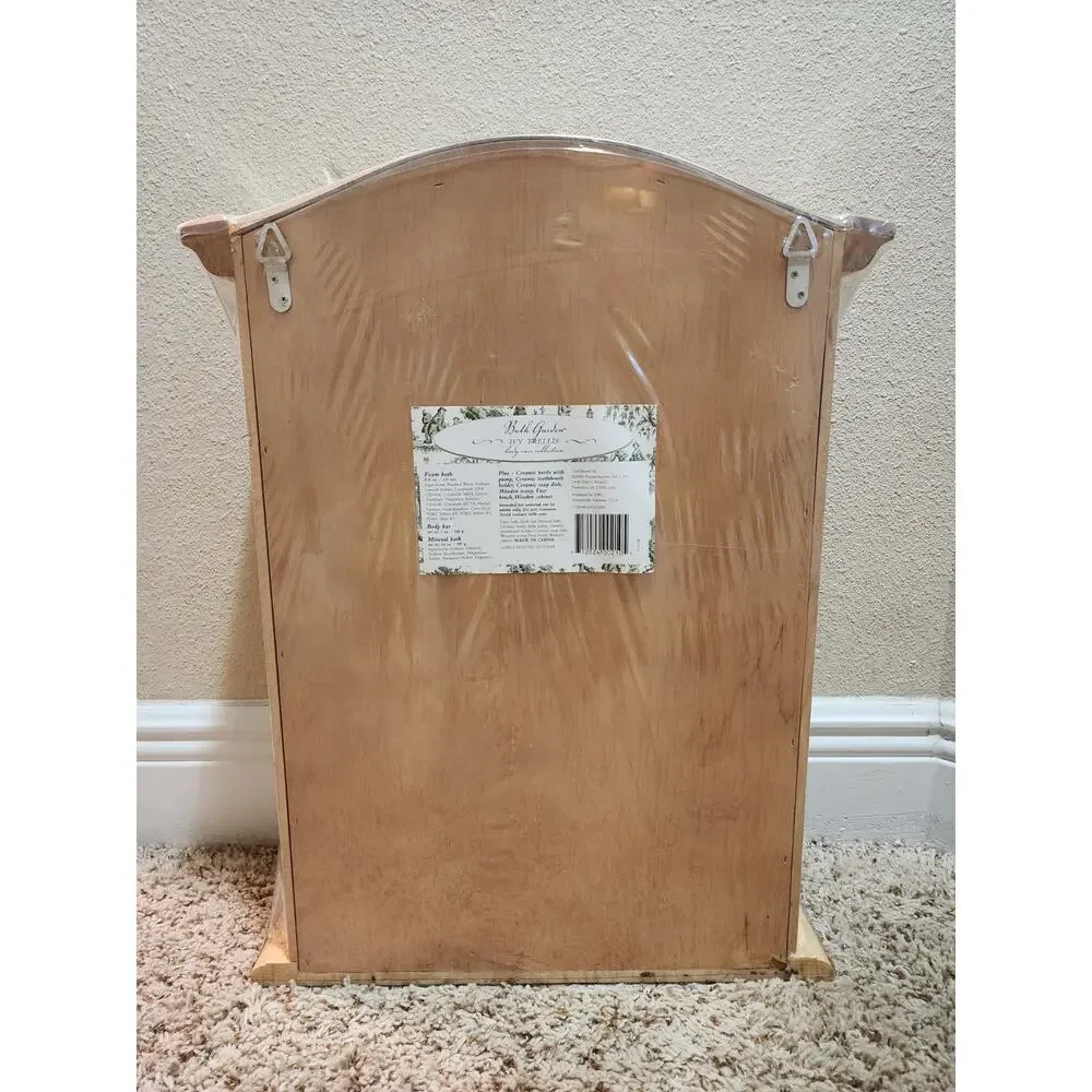 Bath Garden Vintage Wood Glass Wall Curio Display Cabinet Body Case Collection